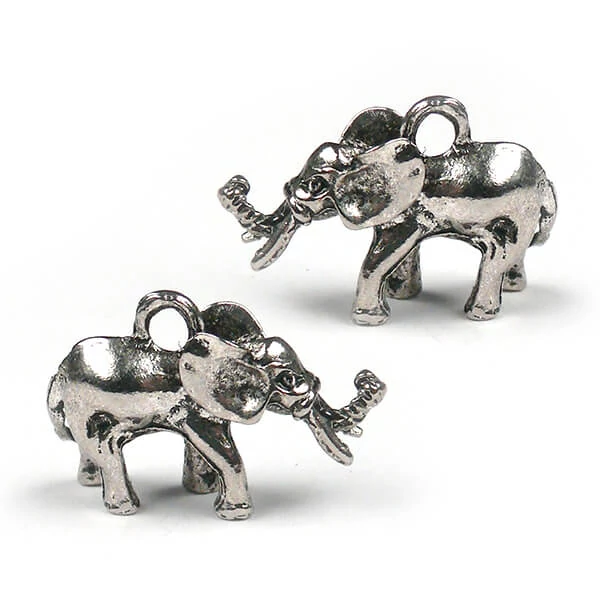Charm, decor metalic, 2 buc - elefant, 3D