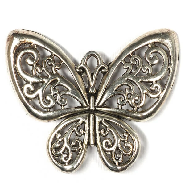Charm, ornament metalic, 1 buc - fluture, 3D, crin, ajurat