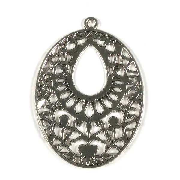 Charm, ornament metalic, 1 buc - oval