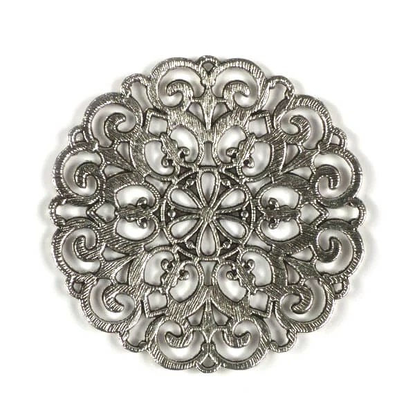 Charm, ornament metalic, 1 buc - rotund, străpuns, inimă