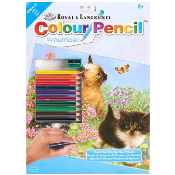 Set de colorat după numere, creioane colorate+ascuțitoare, 22x30 cm - Pisici