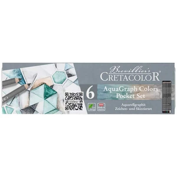Cretacolor Aquagraph Colors Pocket Set Set creioane grafit solubile în apă, 6 buc., cutie metalică