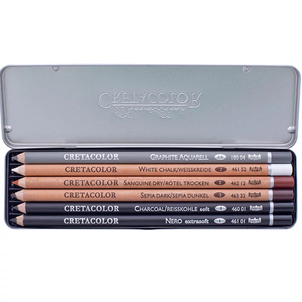 Cretacolor Basic Pencil Pocket Set Set creioane schiță, 6 buc., cutie metalică