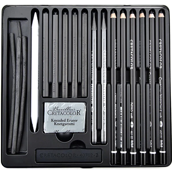 Set de desen cu cărbune Cretacolor Black Box - 20 buc, Pod cu lanțuri