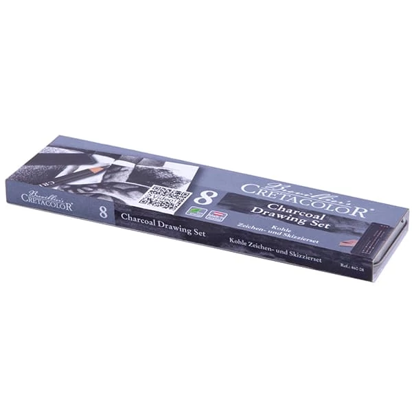 Cretacolor Charcoal Pocket Set  Set de desen din 8 piese, cutie metalica