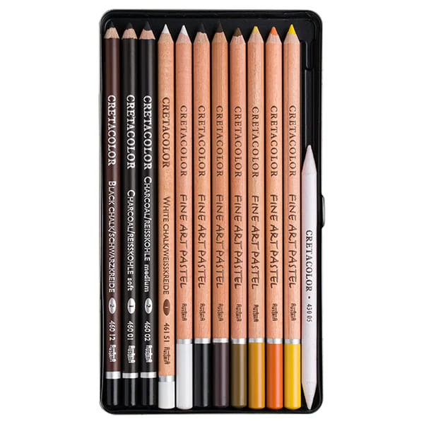 Cretacolor Eagle Set, set de desen, 12 buc, în cutie metalică