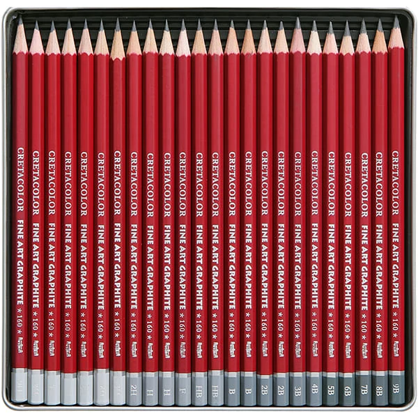 Set creioane grafit Cretacolor Fine Art Graphite - 24 buc, cutie metalica