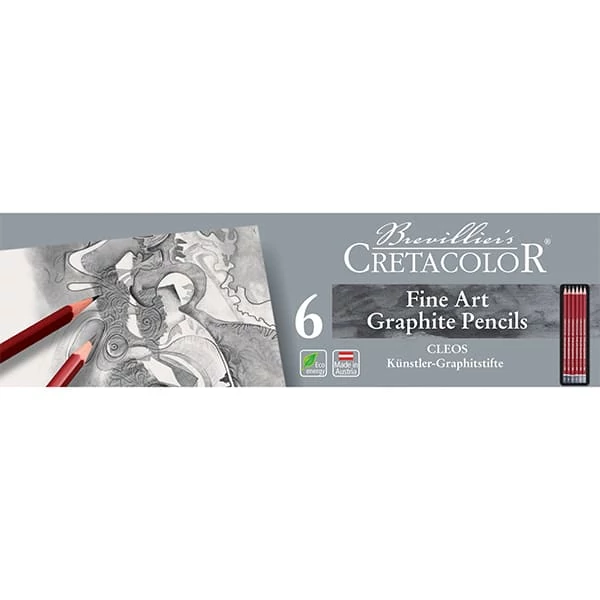 Set creioane grafit Cretacolor Fine Art Graphite - 6 buc, cutie metalica