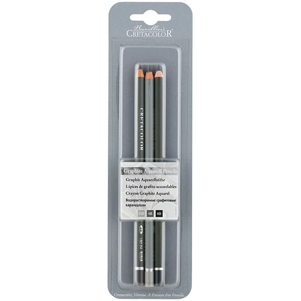 Set creioane grafit Cretacolor Graphite Aquarell solubile în apă, 3 buc