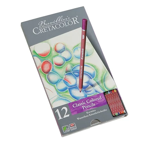 Set creioane colorate Cretacolor Karmina - 12 buc, cutie metalică