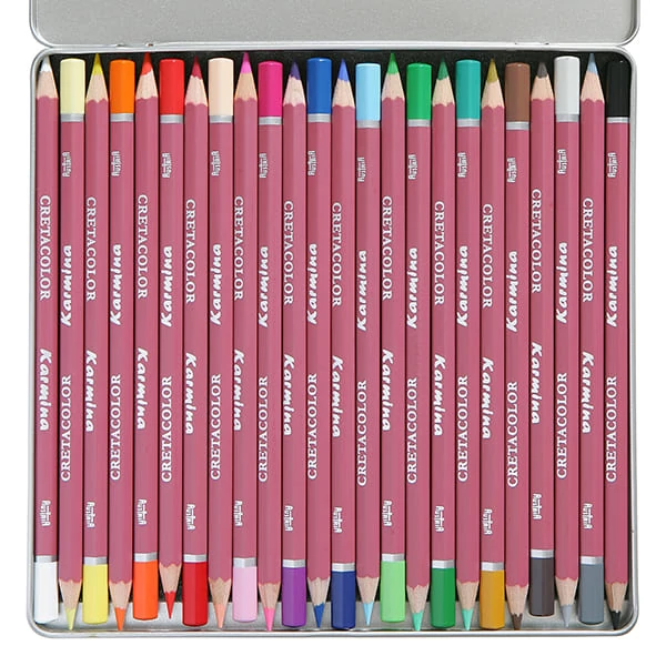 Set creioane colorate Cretacolor Karmina - 24 buc, cutie metalică