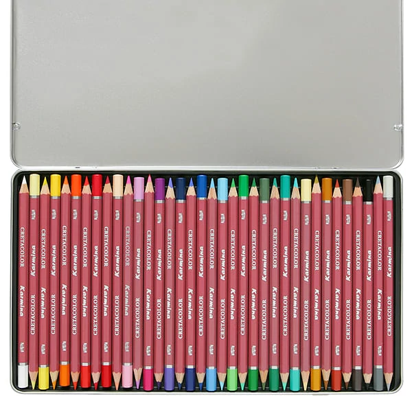 Set creioane colorate Cretacolor Karmina - 36 buc, cutie metalică