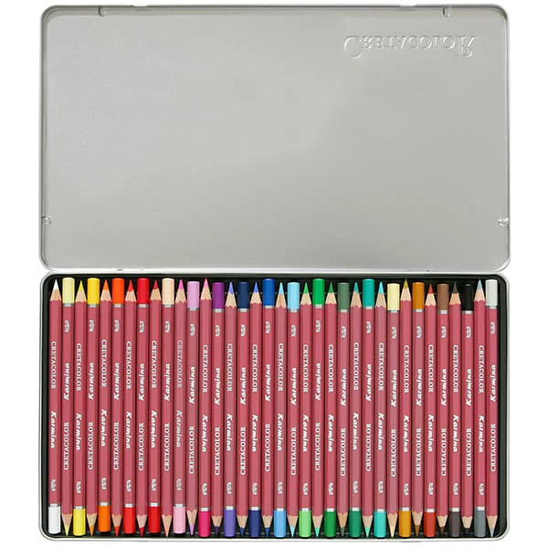 Set creioane colorate Cretacolor Karmina - 36 buc, cutie metalică