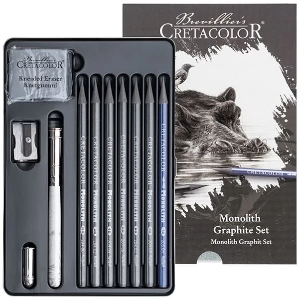Cretacolor Monolith Graphite Set , set de desen grafit, 11 buc, în cutie metalică