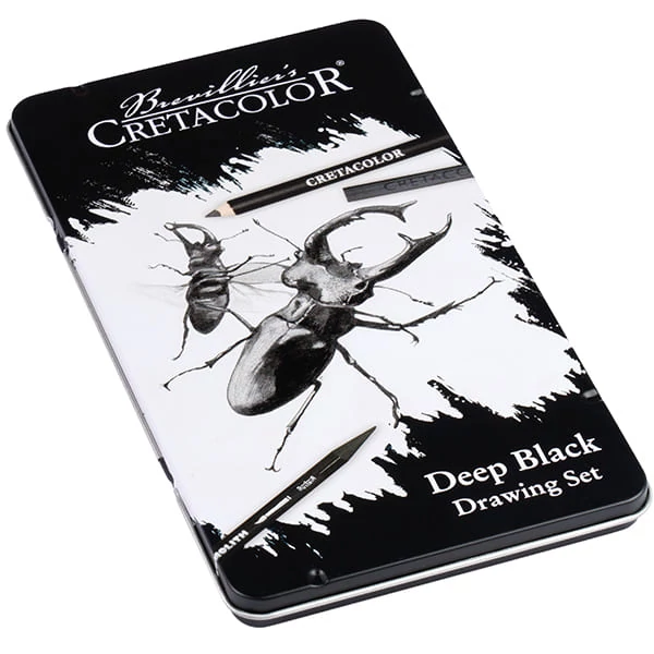Cretacolor Nero Deep Black Drawing Set , 10 piese, cutie metalică