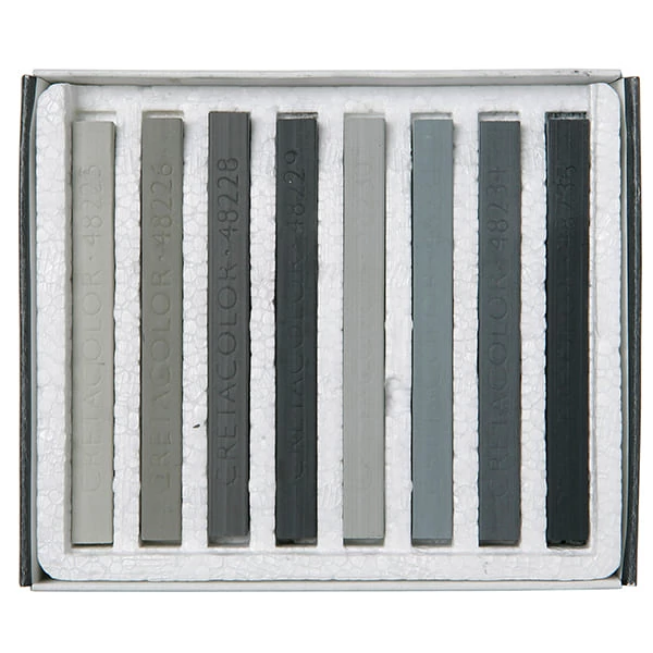 Set crete pastel Cretacolor - 8 buc, nuanțe de gri