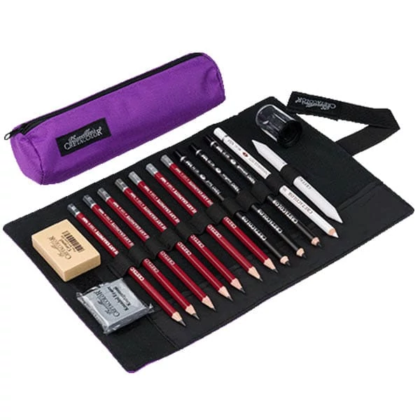 Cretacolor Pencil Wrap Set, set de desen în suport de pânză rulabil - Beginner, 16 buc 