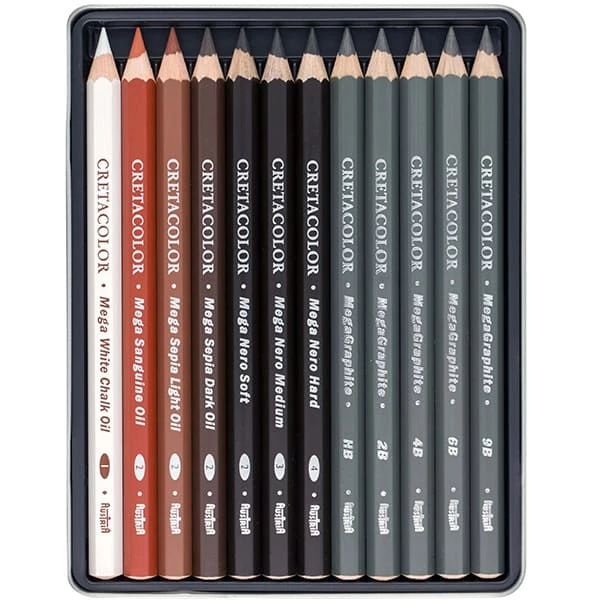 Cretacolor X-Sketch Mega set de creioane pentru desen și schiță, 12 buc