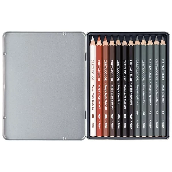 Cretacolor X-Sketch Mega set de creioane pentru desen și schiță, 12 buc