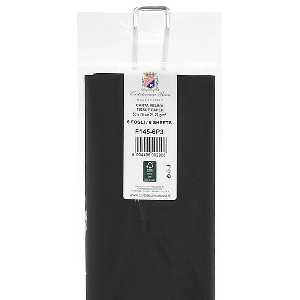 Hârtie mătase în pachet, 50x76 cm, 21 g, 6 buc - negru