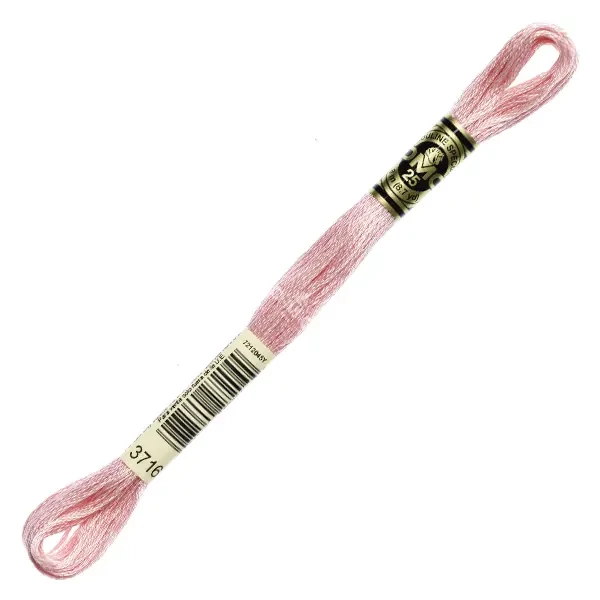 Ață pentru broderie DMC Mouliné (împărțit, 6 fire), 8 m - 036-3716, Dusty Rose - VY LT