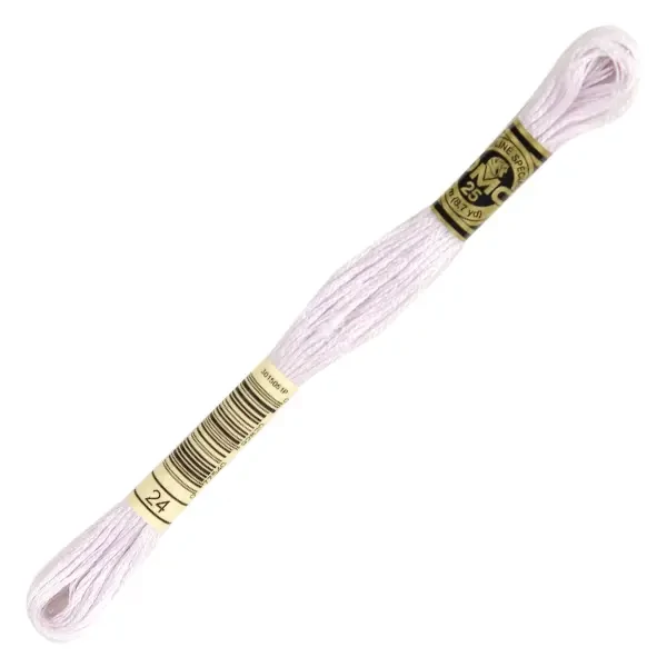 Ață pentru broderie DMC Mouliné (împărțit, 6 fire), 8 m - 086-24, White Lavender