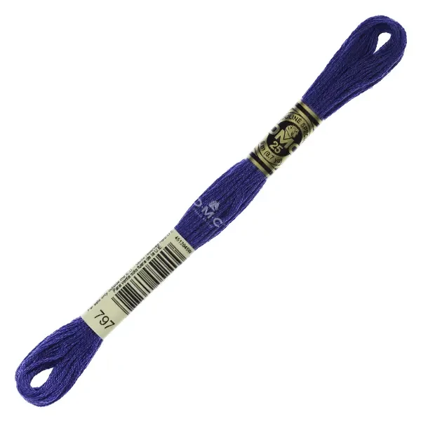 Ață pentru broderie DMC Mouliné (împărțit, 6 fire), 8 m - 131-797, Royal Blue