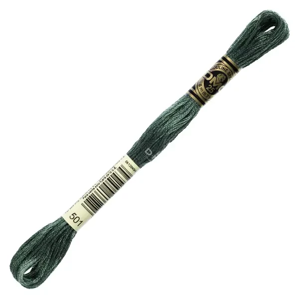 Ață pentru broderie DMC Mouliné (împărțit, 6 fire), 8 m - 217-501, Blue Green - DK