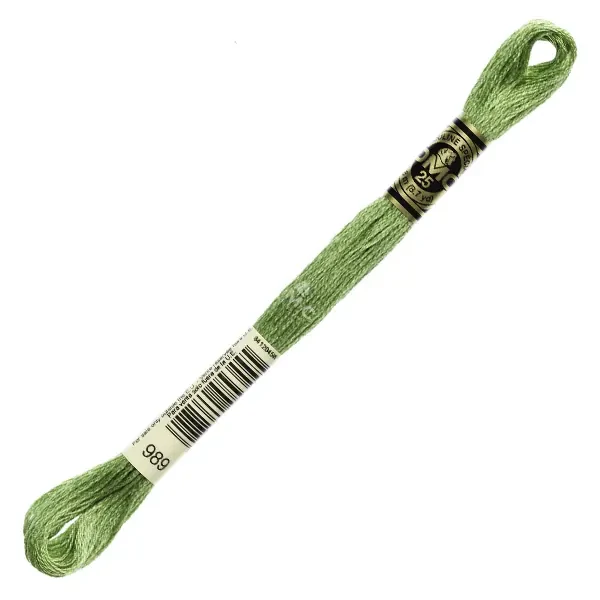 Ață pentru broderie DMC Mouliné (împărțit, 6 fire), 8 m - 235-989, Forest Green