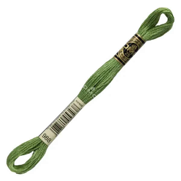 Ață pentru broderie DMC Mouliné (împărțit, 6 fire), 8 m - 236-988, Forest Green - MED