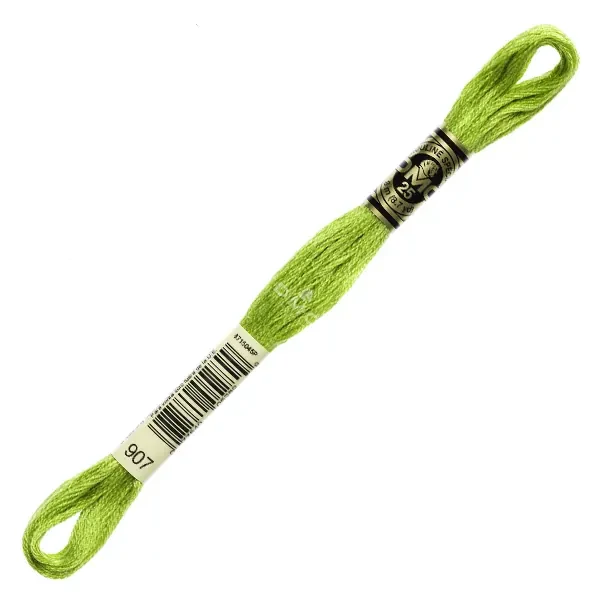 Ață pentru broderie DMC Mouliné (împărțit, 6 fire), 8 m - 254-907, Parrot Green - LT