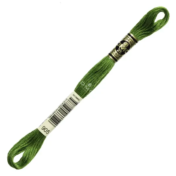 Ață pentru broderie DMC Mouliné (împărțit, 6 fire), 8 m - 256-905, Parrot Green - DK