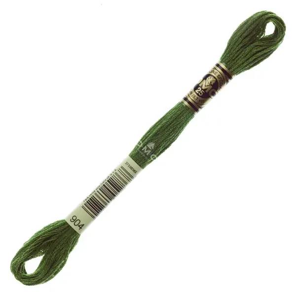 Ață pentru broderie DMC Mouliné (împărțit, 6 fire), 8 m - 257-904, Parrot Green - VY DK