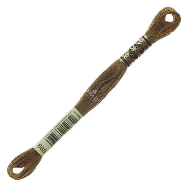 Ață pentru broderie DMC Mouliné (împărțit, 6 fire), 8 m - 307-869, Hazelnut Brown - VY DK