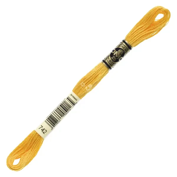 Ață pentru broderie DMC Mouliné (împărțit, 6 fire), 8 m - 350-742, Tangerine - LT