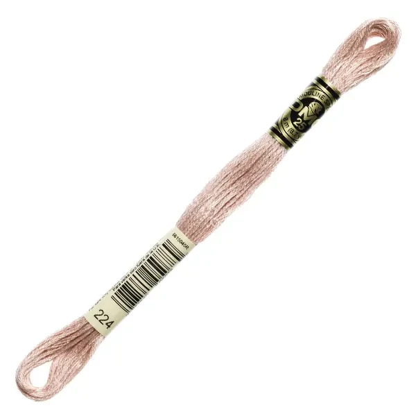 Ață pentru broderie DMC Mouliné (împărțit, 6 fire), 8 m - 382-224, Shell Pink - VY LT