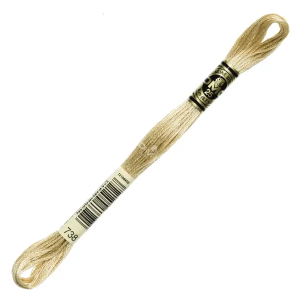 Ață pentru broderie DMC Mouliné (împărțit, 6 fire), 8 m - 419-738, Tan - VY LT