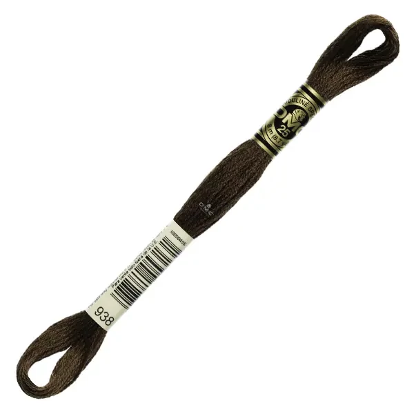 Ață pentru broderie DMC Mouliné (împărțit, 6 fire), 8 m - 427-938, Coffee Brown - ULT DK