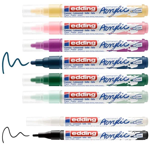 edding marker acrilic  în set - 8 buc, Nordic  set starter
