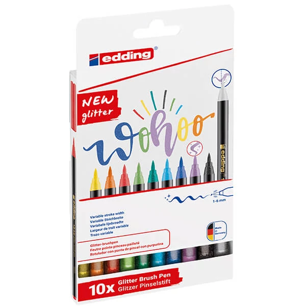 edding 1340 marker tip pensulă în set, S (1-6 mm) - 10 buc, cu sclipici