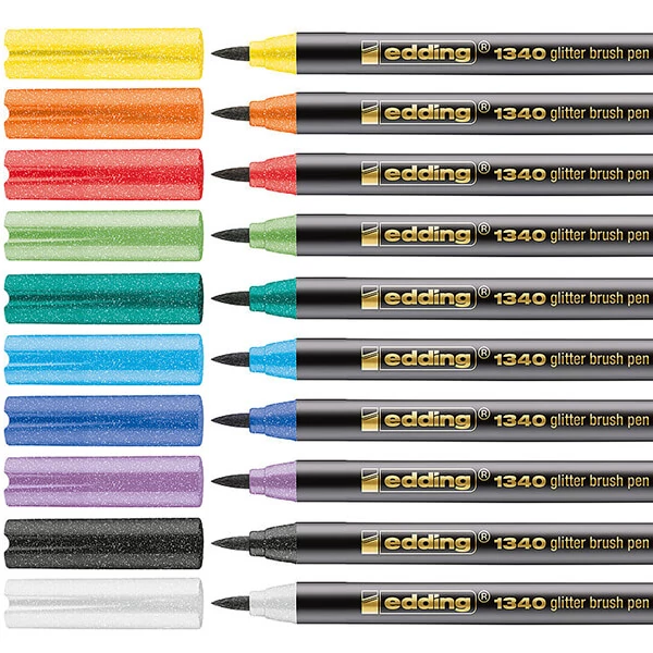 edding 1340 marker tip pensulă în set, S (1-6 mm) - 10 buc, cu sclipici