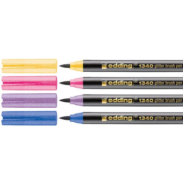 edding 1340 marker tip pensulă în set, S (1-6 mm) - 4 buc, cu sclipici