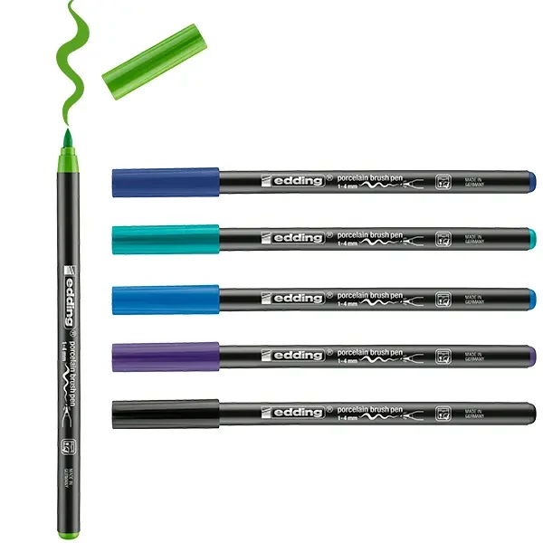 Set markere tip pensulă pentru porțelan - Cool Color