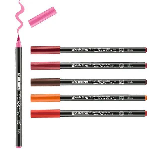 Set markere tip pensulă pentru porțelan - Warm Color