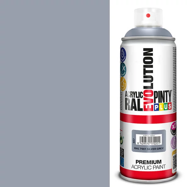 Vopsea spray acrilica, EVOLUTION lucioasa, 400 ml - RAL7001 silver grey