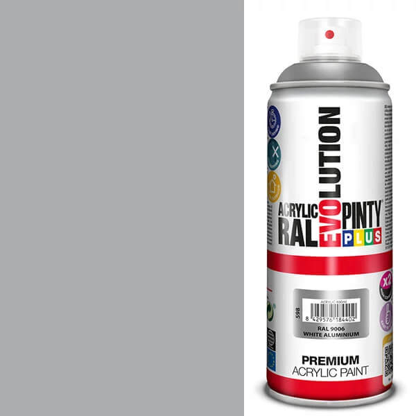Vopsea spray acrilica, EVOLUTION lucioasa, 400 ml - RAL9006 white aluminium