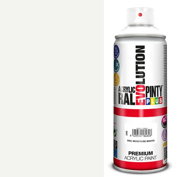 Vopsea spray acrilica, EVOLUTION lucioasa, 400 ml - RAL9010 pure white