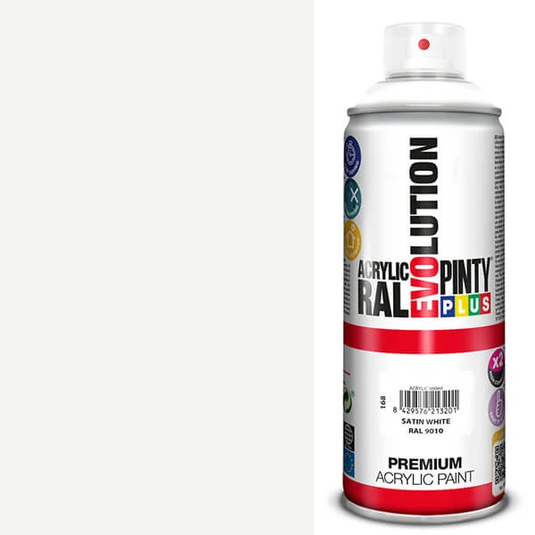 Spray vopsea acrilică EVOLUTION luciu de mătase, 400 ml - RAL9010 pure white