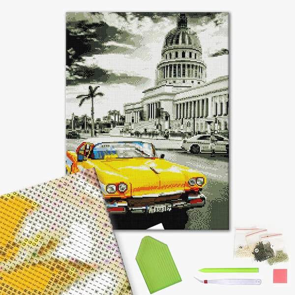 Pictură cu diamante , pe pânză întinsă , 40x50 cm - retro cubanez