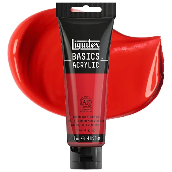 Liquitex Basics vopsea acrilică, 118 ml - 151, cadmium red medium hue